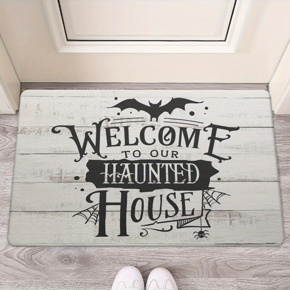 Haunted House Door Mat Spooky Halloween Theme Non Slip Welcome Mat