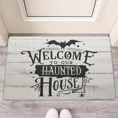 Haunted House Door Mat Spooky Halloween Theme Non Slip Welcome Mat