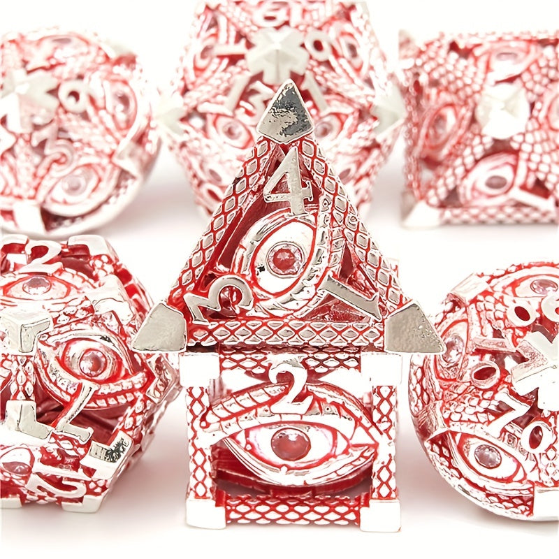 7pcs Hollow Metal Magic Eye Dice Set for Table Games