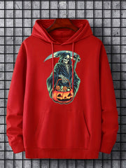 Men's Halloween Style Death Graphic Hoodie Casual Drawstring Sweatshirt