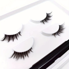 2 Pairs Half Lashes & Eyeliner Set Clear Band Fishtail Crisscross Style