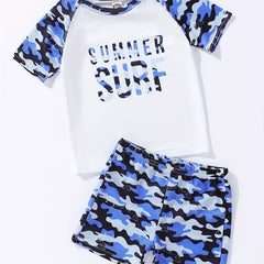 Boys Camo Surf Swimwear Set for Summer Beach Vacation