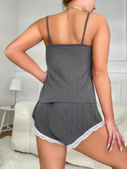 Lace Trim Cami Top & Shorts Loungewear Set