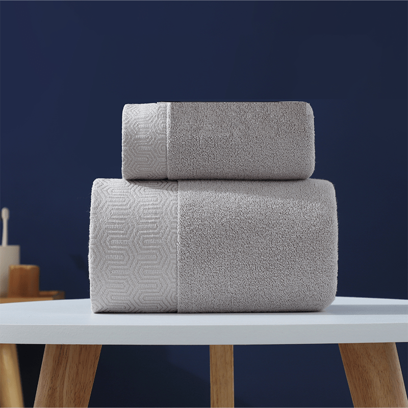 2pcs Soft Cotton Bath Towel Set Absorbent 13.4x29.1in & 55.1x27.6