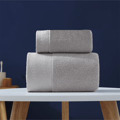 2pcs Soft Cotton Bath Towel Set Absorbent 13.4x29.1in & 55.1x27.6