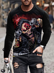 Terrifying Skull Print Men's Long Sleeve T-Shirt