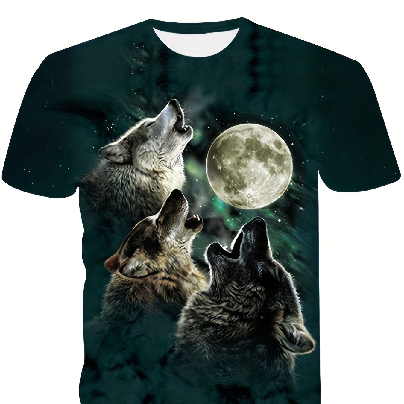 Boys' Wolf & Moon 3D Print T Shirt for Outdoor Summer Fun