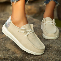 Women's Corduroy Casual Loafers Soft Sole Flatform Shoes