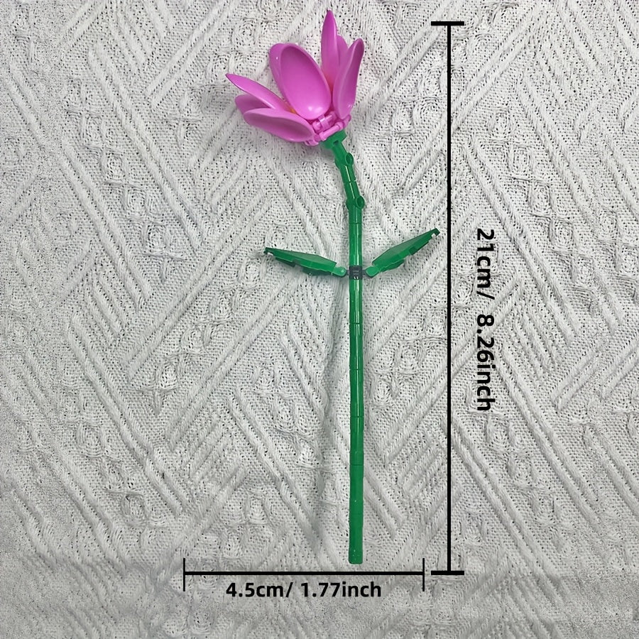 DIY Flower Bouquet Set with Colorful Plastic Flowers and Green Stems