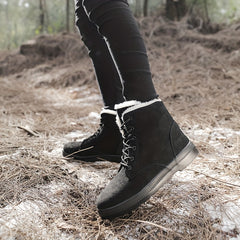 Women's Lace Up Flatform Boots Velvet Warm Snow Boots