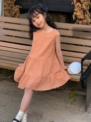 Girl's Polka Dot Princess Dress Sleeveless Crew Neck Summer Clothing