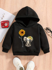 Baby Flower & Elephants Graphic Sweatshirt Kids Spring Autumn Hoodie Top