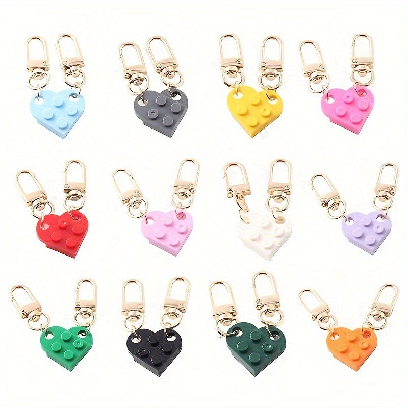 Love Heart Brick Keychains For Couples Creative Key Chain Bag Pendant