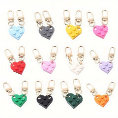 Love Heart Brick Keychains For Couples Creative Key Chain Bag Pendant