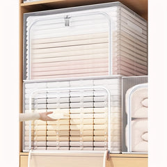 Zippered Folding Clothes Storage Box with Handles & Support Rack