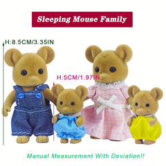 Forest Animal Family Toy House with 4pcs Set of Movable Body Dolls