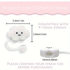 7pcs Cartoon Straw Tip Covers Reusable Silicone Straw Stoppers Cup Accessories