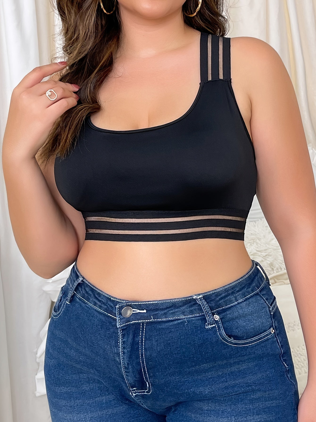 Striped Crisscross Back Seamless Tank Bra