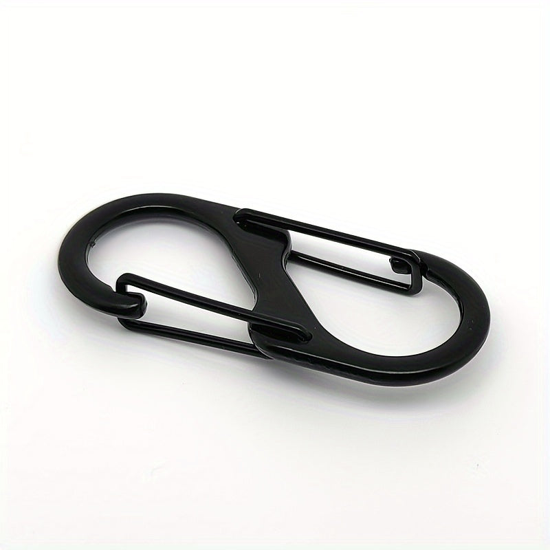 10pcs Stainless Steel S Type Carabiner With Lock Keychain Hook Camping Key Lock