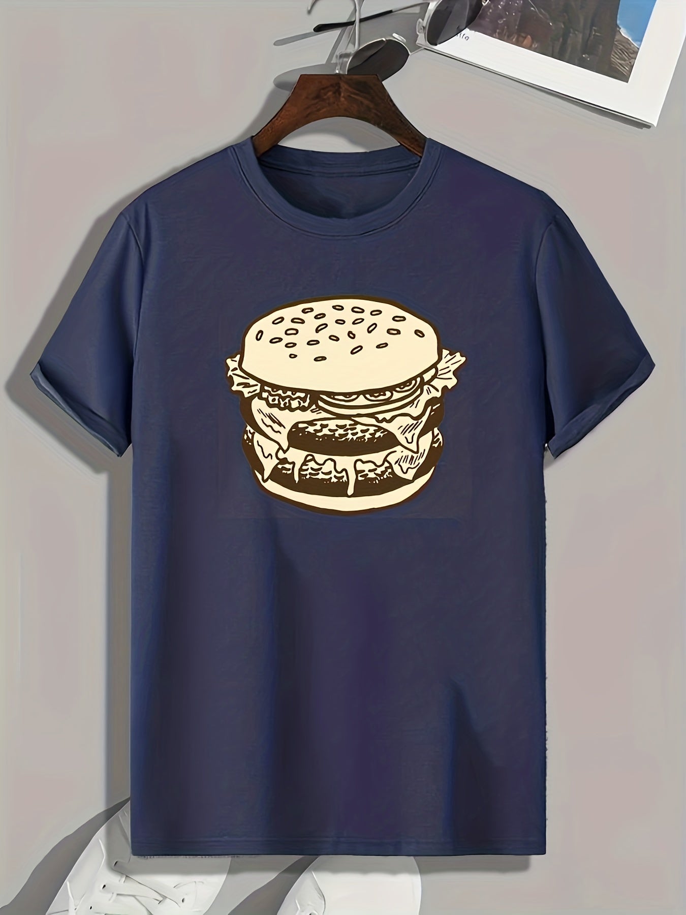 Hamburger Print Men's Graphic T shirt for Summer