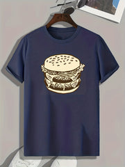 Hamburger Print Men's Graphic T shirt for Summer