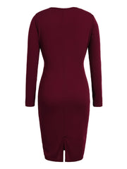 Sexy Split Long Sleeve Bodycon Party Dress Women's Clothing