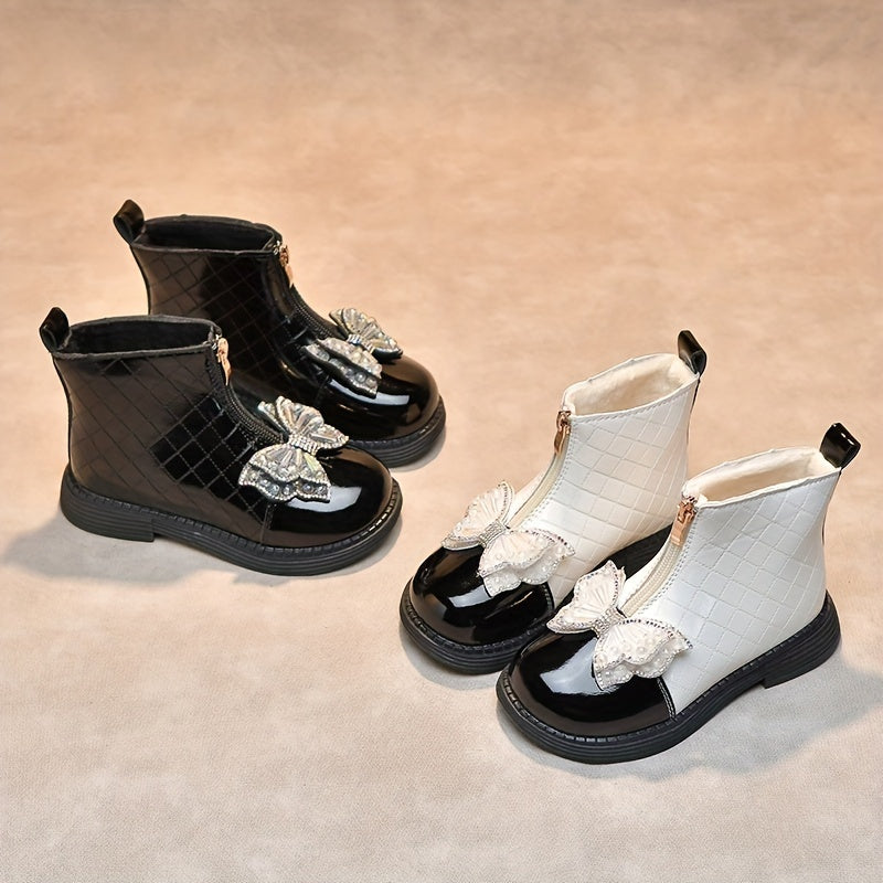 Vintage Bowknot Boots for Girls Warm & Lightweight Winter TPR Sole