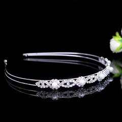 Rhinestone Double Layer Queen Crown Tiara Headband Bridal Wedding Hair Accessory