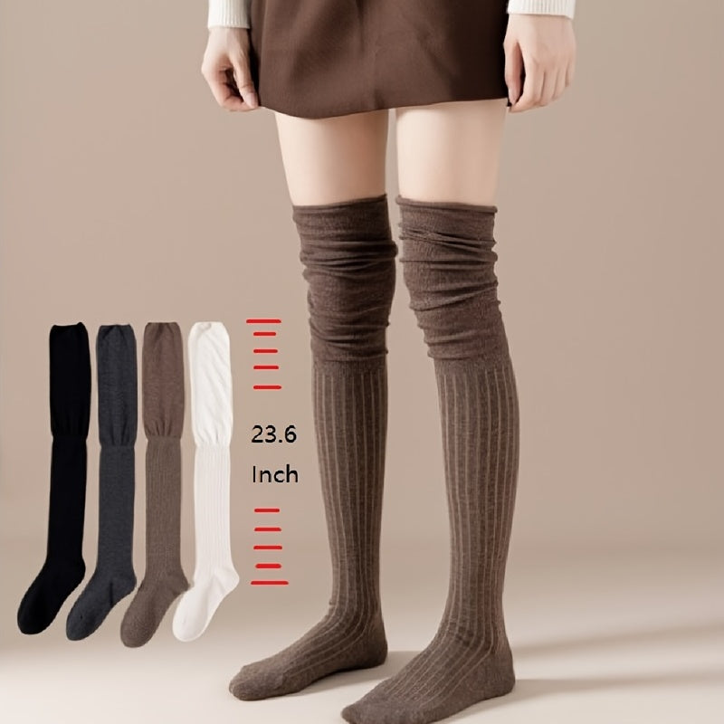 Women's Warm Boot Cuffs Solid Long Socks Cotton