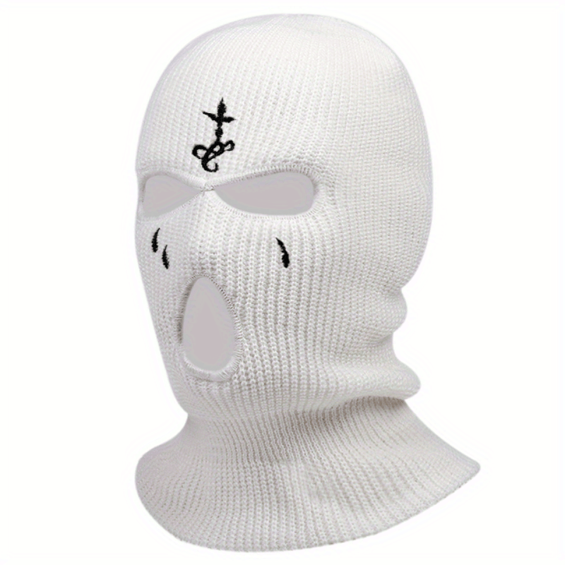 Gothic Embroidery Balaclava Unisex Ski Mask Elastic Knit Hat