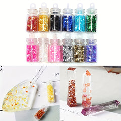 12 Bottles Flash Sequin Glitter Decoration for Resin Shakers DIY Jewelry Making