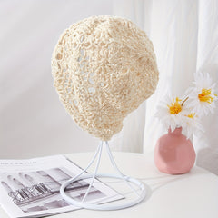 Crochet Beanie Solid Flower Cloche Hat Breathable Knit Hat