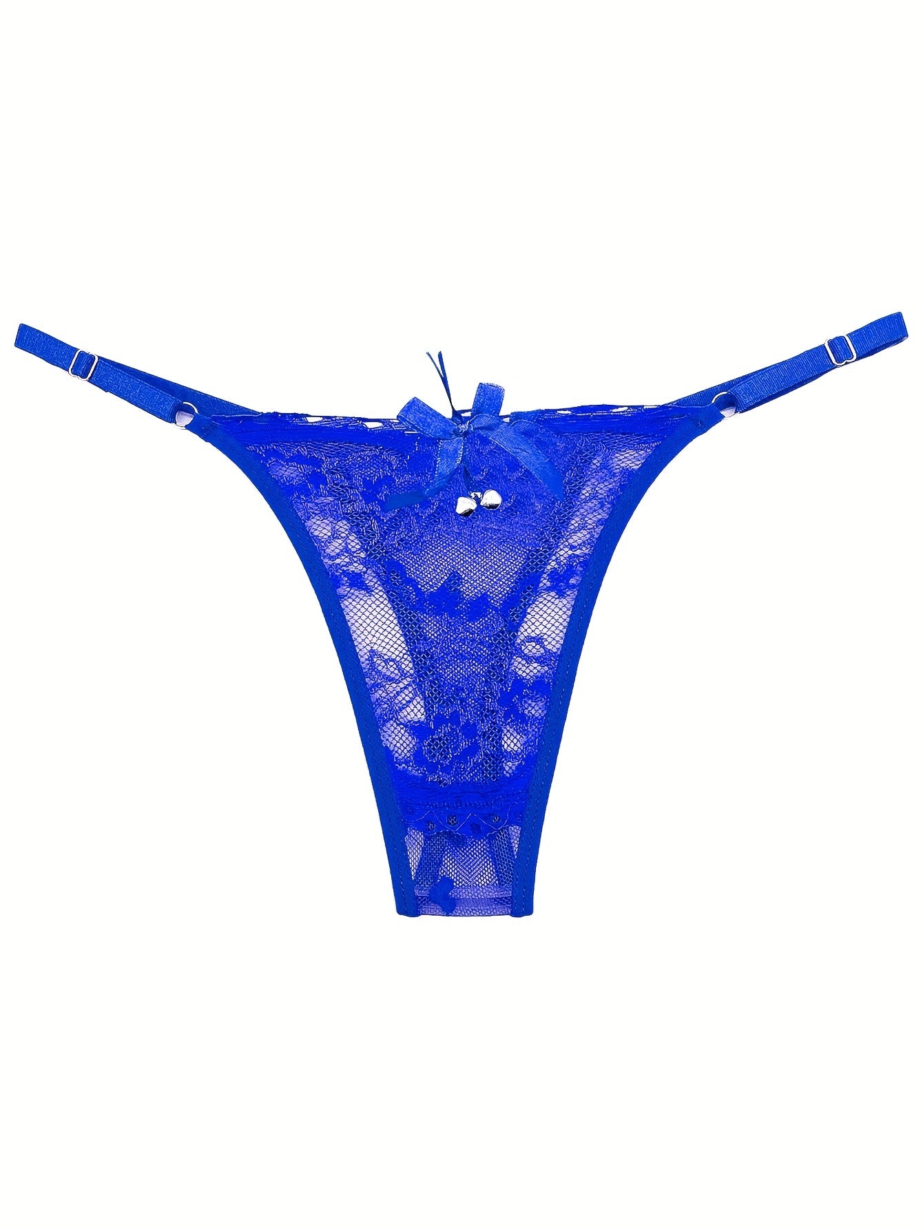 Floral Lace Thongs Bell Decor Panties