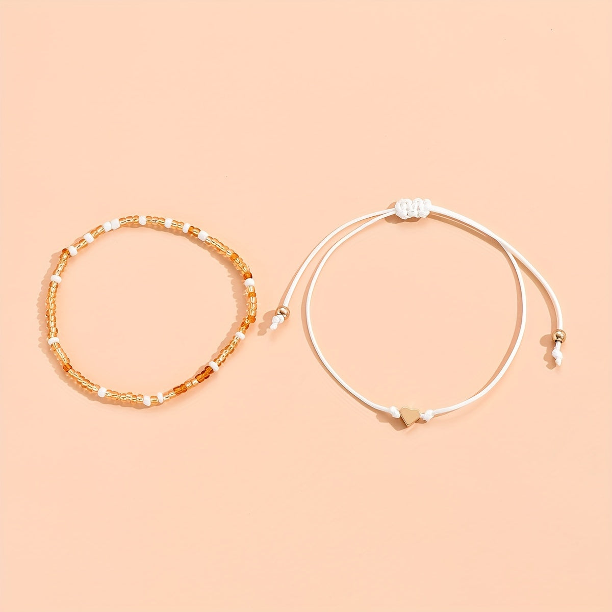 2 Pcs Colorful Rice Beads Anklet Adjustable Bracelet