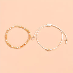 2 Pcs Colorful Rice Beads Anklet Adjustable Bracelet