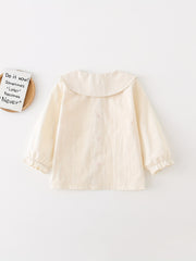 Girls Doll Collar Flower Graphic T Shirt Spring Autumn Long Sleeve Top