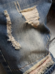 Men's Distressed Washed Denim Shorts for Summer