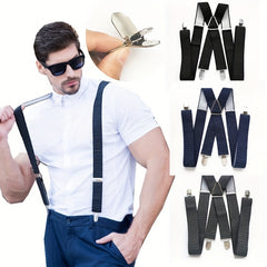 Dot Printed Suspenders For Men Elastic X back Suspenders