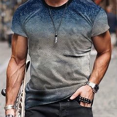 Men's Vintage Style Printed Sports T shirt Casual Stretch Round Neck Tee Shirt