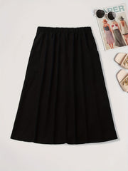 Casual Skirt Women's Plus Solid Button Decor High Rise Maxi Skirt