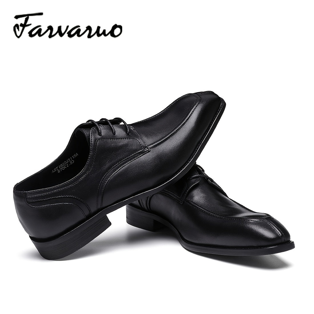 FARWARWO Men's Leather Derby Shoes Pointed Toe Formal Dress Shoes