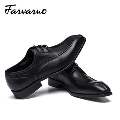 FARWARWO Men's Leather Derby Shoes Pointed Toe Formal Dress Shoes