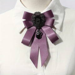 Baroque Style Purple Crystal Pendant Bow Tie