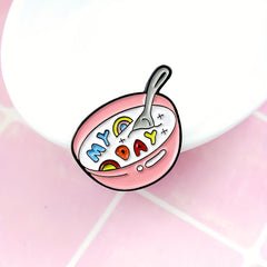 Cartoon Milk Bowl Brooch for Kids - Cute Food Pin for Clothes