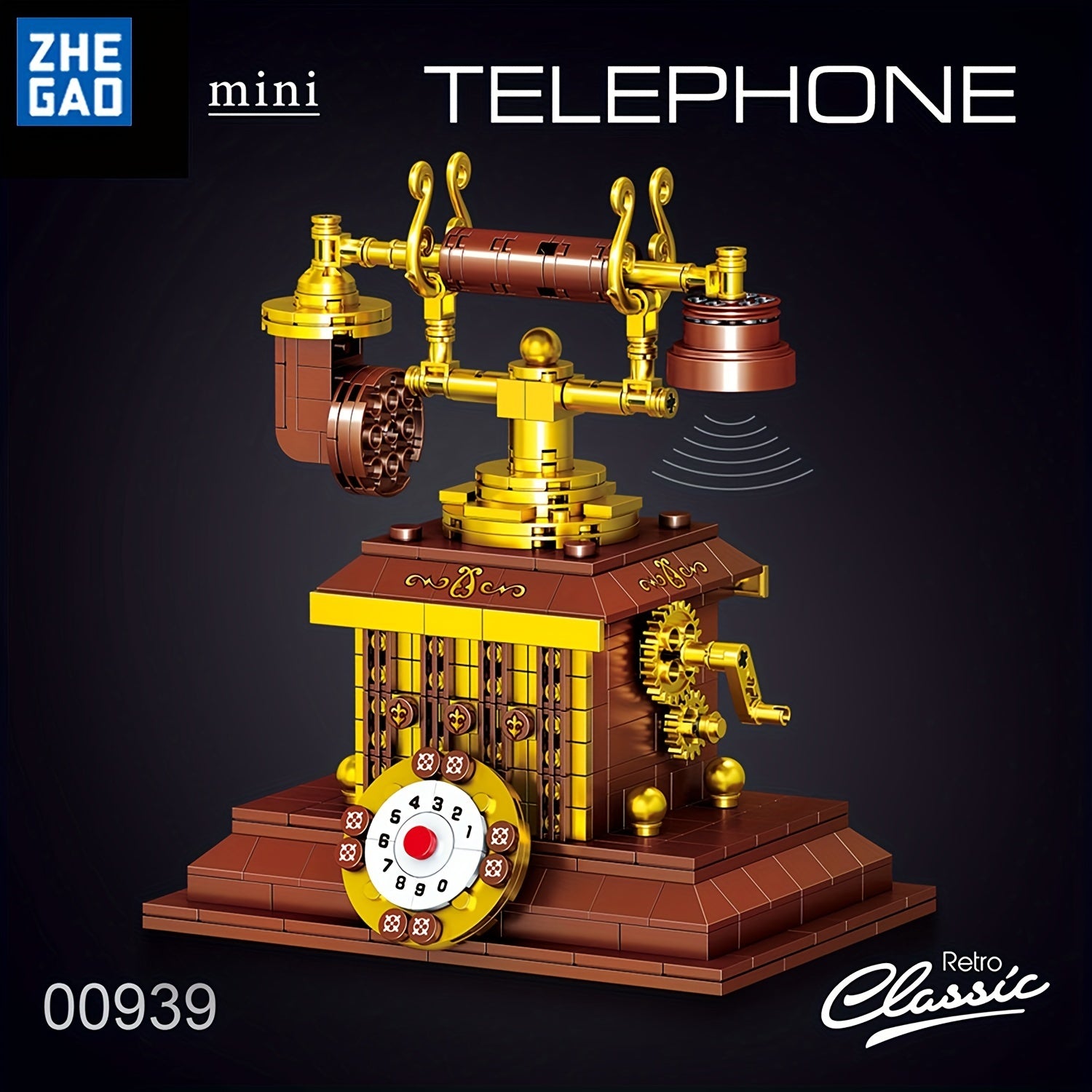 ZHEGAO 410PCS Retro Building Blocks Phone Machine Assembly Toys