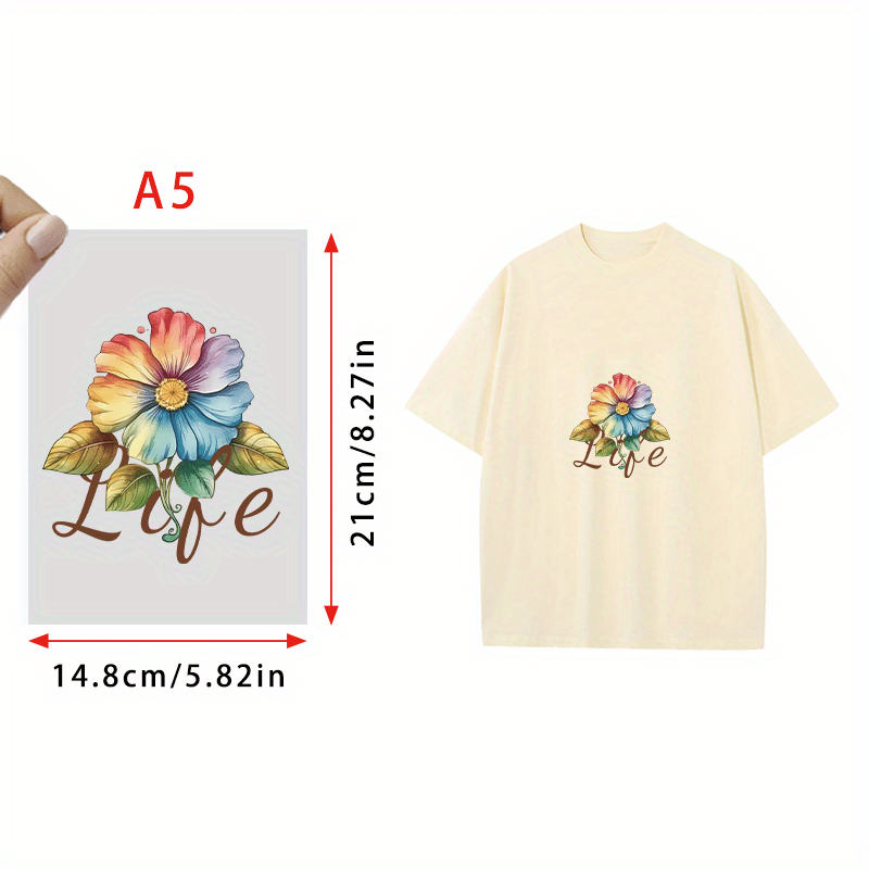 Cartoon Rainbow Flower Transfer Designs Heat Press Patches DIY Clothing