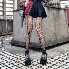 Skull Fishnet Pantyhose High Waist Stockings