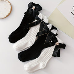 4 Pairs Baby Girls Knee High Socks Infants Bow Ruffled Stockings 0-12 Years