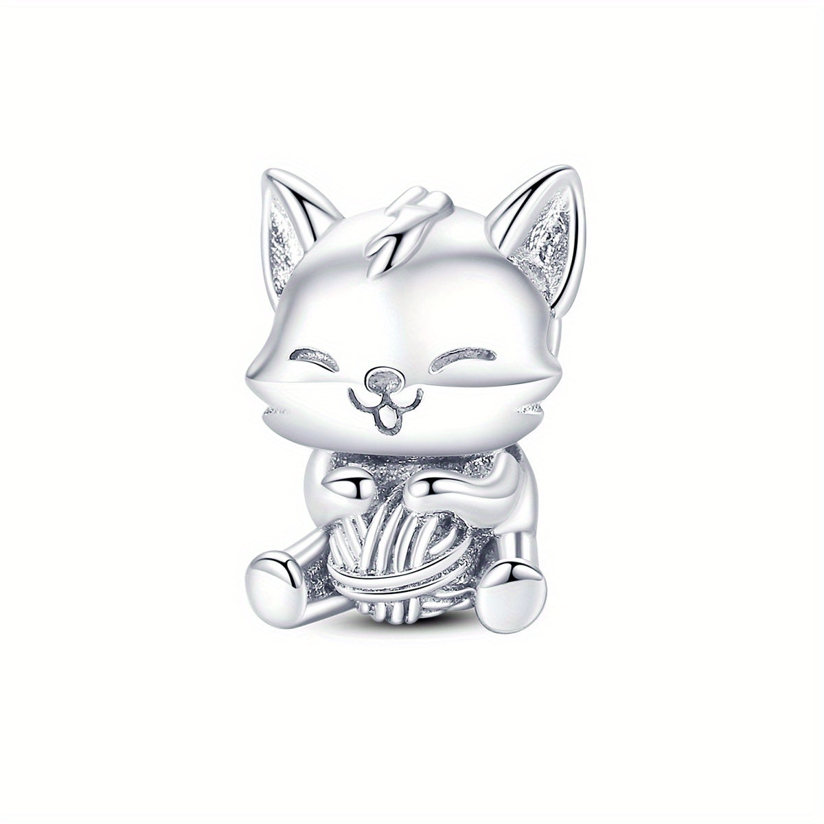 925 Silver Plated Cat Charm Beads DIY Jewelry Gift
