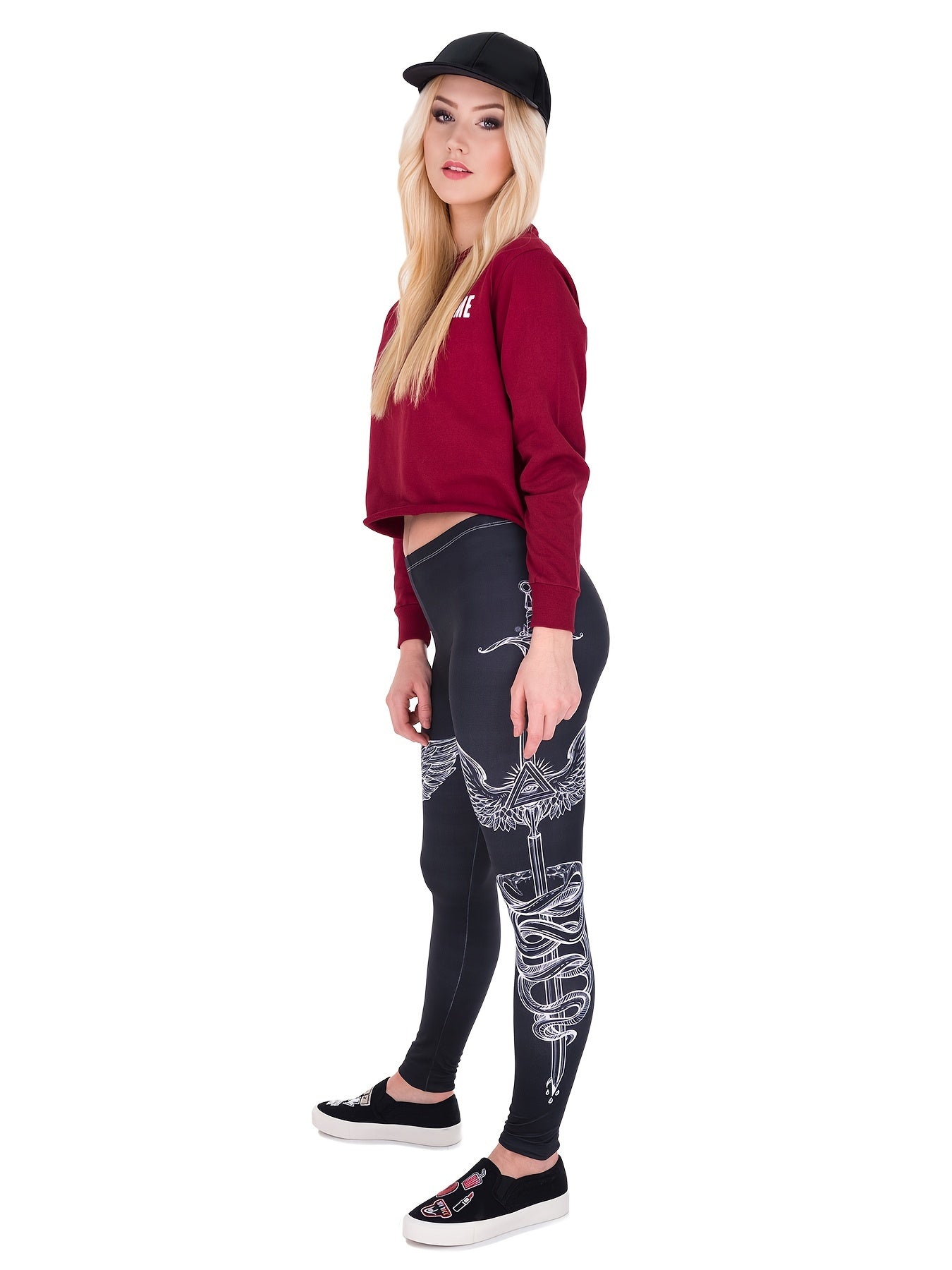 Sword Print High Waist Leggings Sports Stretchy Skinny Leggings